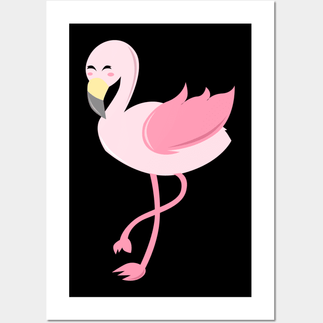 Cute Pink Flamingo Wall Art by Imutobi